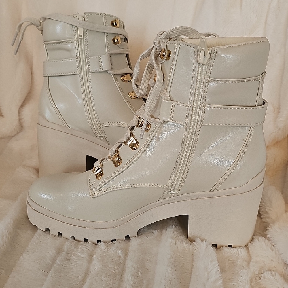 Wild Pair Off-White Lace-Up Boots